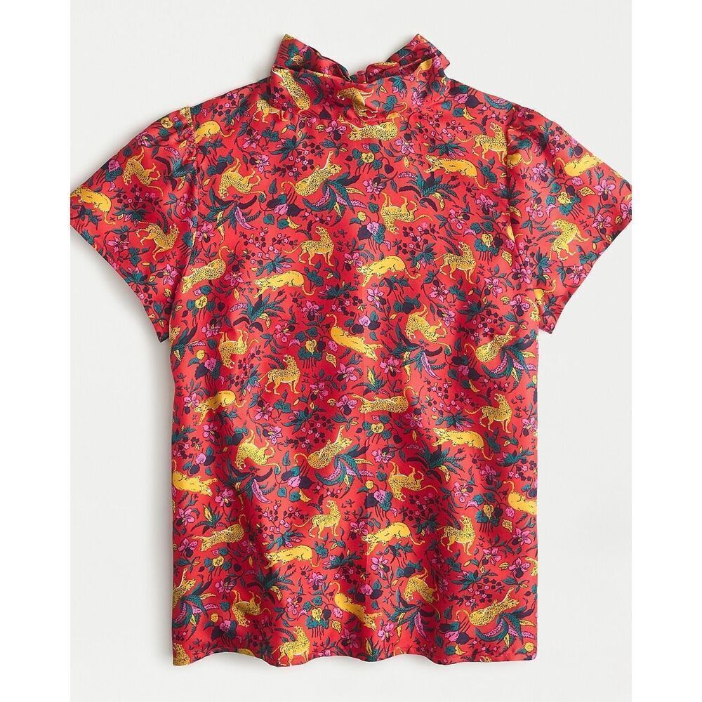 COLLECTION J CREW | silk bow-back top in jungle cat floral print 8